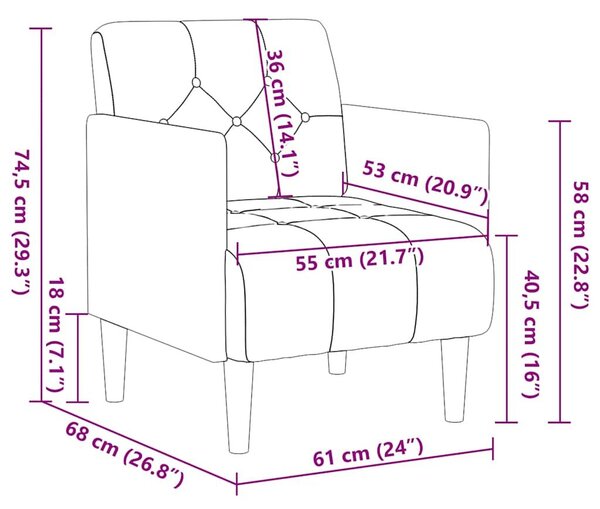VidaXL vászon kanapészék karfával 55 cm