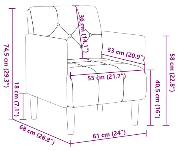 VidaXL barna bársony kanapészék karfás szék 55 cm