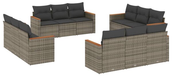 12 részes szürke polyrattan kerti ülőgarnitúra párnákkal