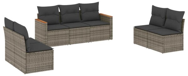 7 részes szürke polyrattan kerti ülőgarnitúra párnákkal