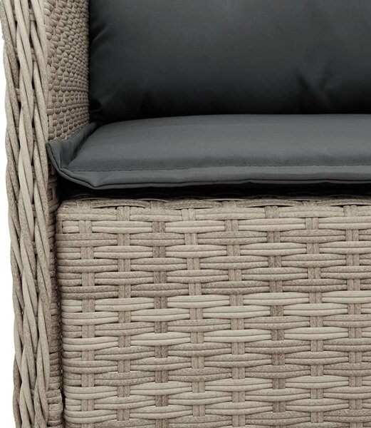 3részes világosszürke polyrattan kerti étkezőgarnitúra párnával