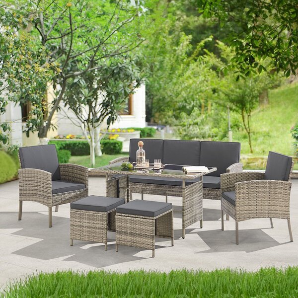 Juskys Rattan kerti bútor szett Turin - szürke