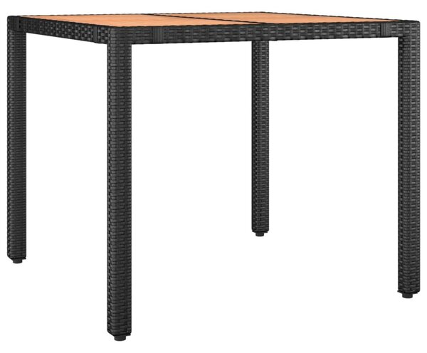 3 részes fekete polyrattan kerti étkezőgarnitúra párnákkal