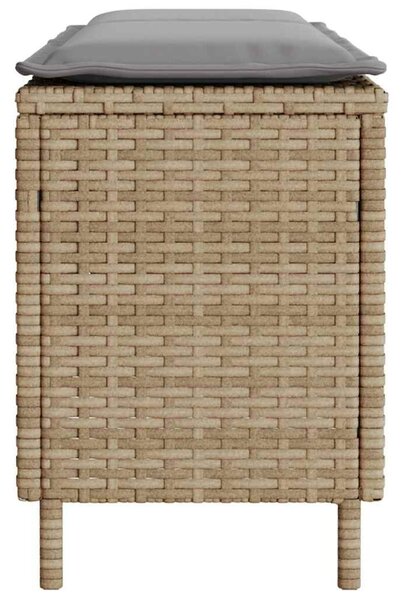 VidaXL bézs polyrattan kerti pad párnával 110x30x40,5 cm