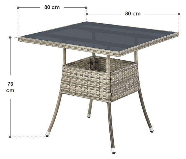 Juskys Rattan asztal Yoro - szürke