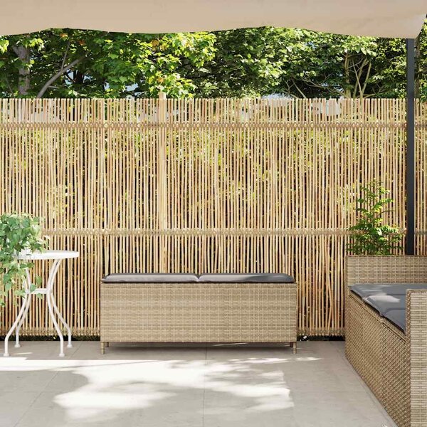 VidaXL bézs polyrattan kerti pad párnával 110x30x40,5 cm