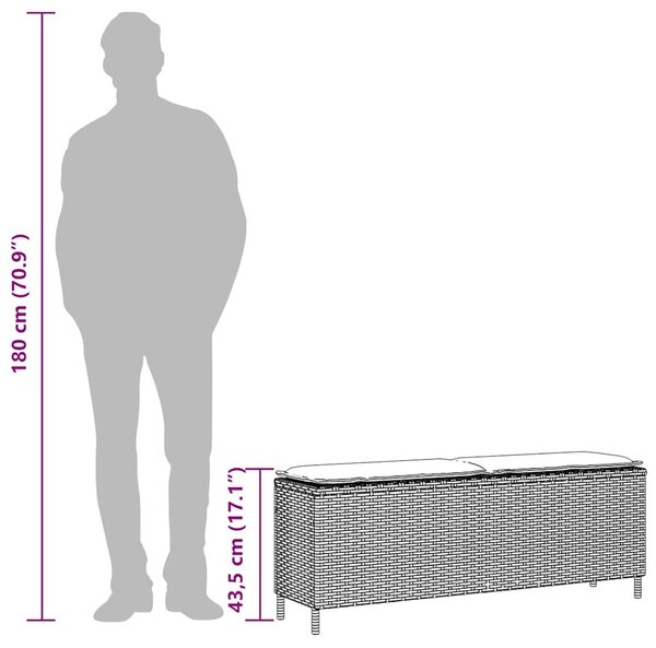 VidaXL bézs polyrattan kerti pad párnával 110x30x40,5 cm