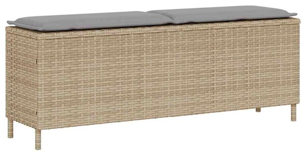 VidaXL bézs polyrattan kerti pad párnával 110x30x40,5 cm