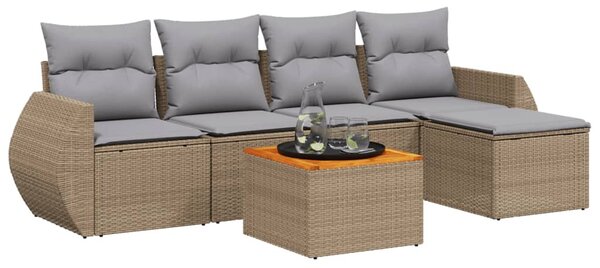6 részes bézs polyrattan kerti ülőgarnitúra párnával