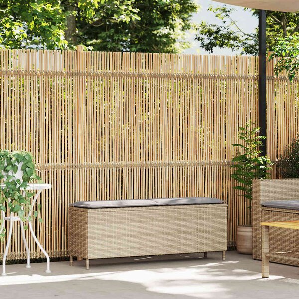 VidaXL bézs polyrattan kerti pad párnával 110x30x40,5 cm