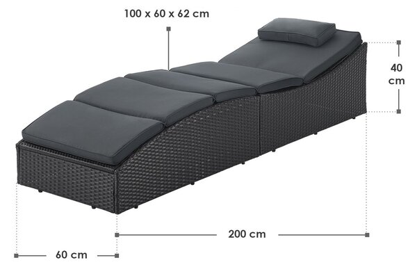 Juskys Lamia kerti rattan napozóágy - fekete
