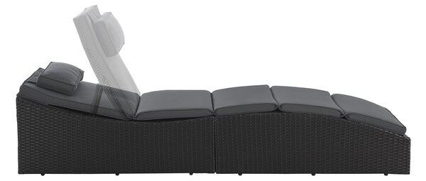Juskys Lamia kerti rattan napozóágy - fekete