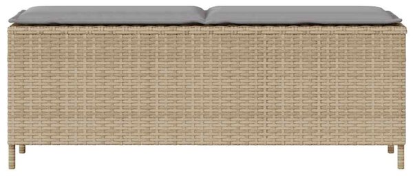 VidaXL bézs polyrattan kerti pad párnával 110x30x40,5 cm