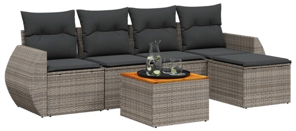 6 részes szürke polyrattan kerti ülőgarnitúra párnákkal