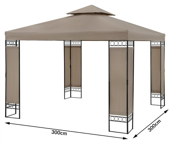 Casaria® Lorca kerti pavilon 3x3 m - taupe