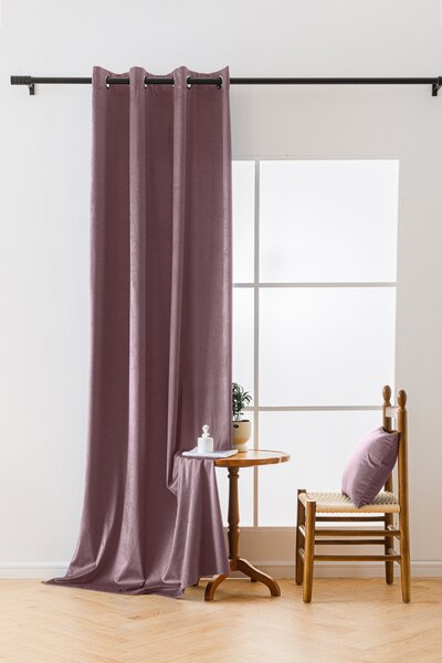 Világos lila VELVET sötétítő függöny 140x250 cm Felfüggesztés: Hullámos sínszalag