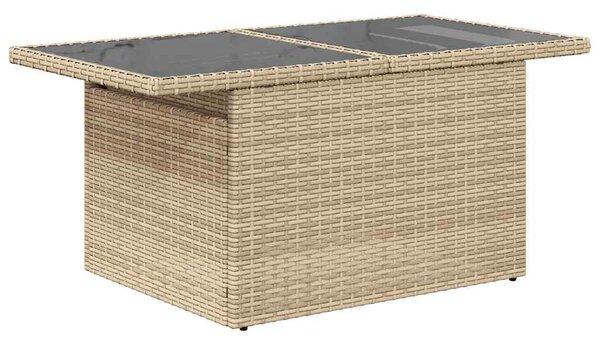 10 részes bézs polyrattan kerti ülőgarnitúra párnával
