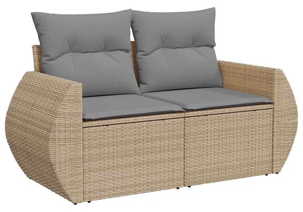 10 részes bézs polyrattan kerti ülőgarnitúra párnával