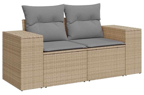 8 részes bézs polyrattan kerti ülőgarnitúra párnával