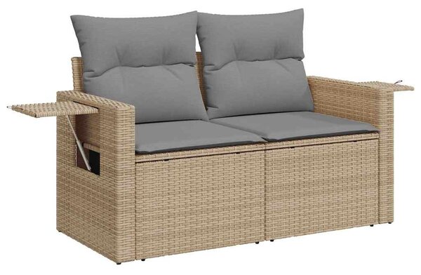6 részes bézs polyrattan kerti ülőgarnitúra párnával