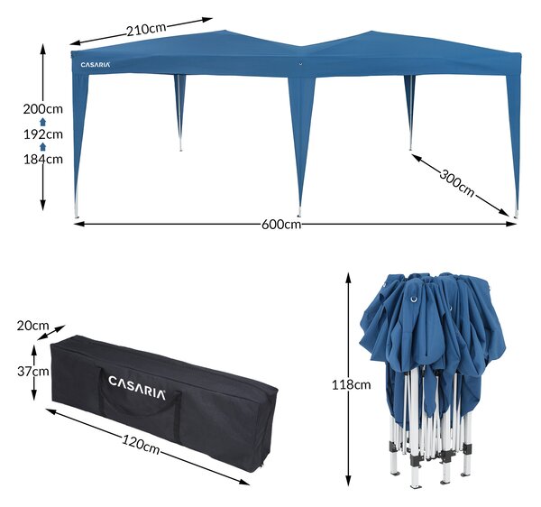 Casaria® Kerti pavilon 3x6 m - kék