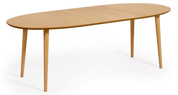 Natúr színű bővíthető étkezőasztal tölgyfa dekorral 90x140 cm Oqui – Kave Home