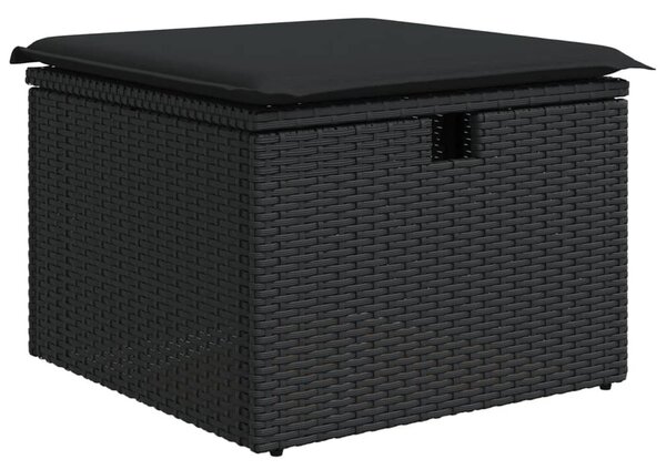4 részes fekete polyrattan kerti ülőgarnitúra párnákkal