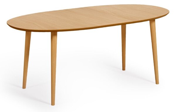 Natúr színű bővíthető étkezőasztal tölgyfa dekorral 90x140 cm Oqui – Kave Home