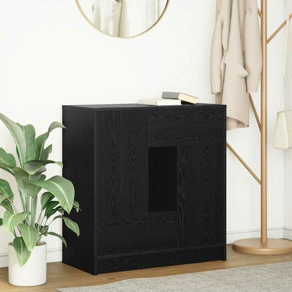 VidaXL fekete tölgy komód fiókokkal és ajtókkal 70,5x34x74,5 cm