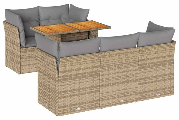 6 részes bézs polyrattan kerti ülőgarnitúra párnával