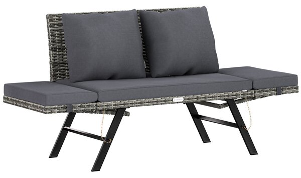 Casaria® Kerti rattan pad 176x56x81 cm - szürke