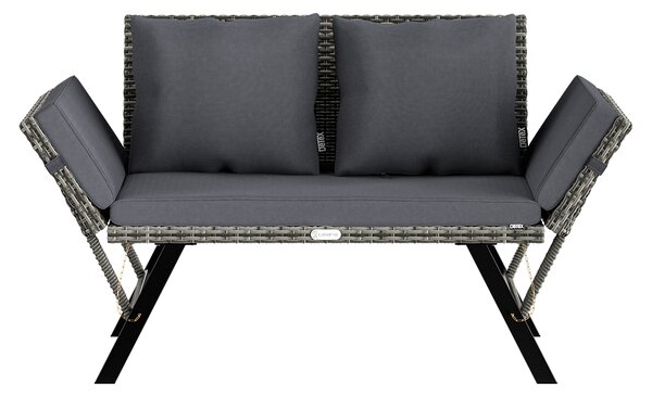 Casaria® Kerti rattan pad 176x56x81 cm - szürke