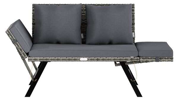 Casaria® Kerti rattan pad 176x56x81 cm - szürke