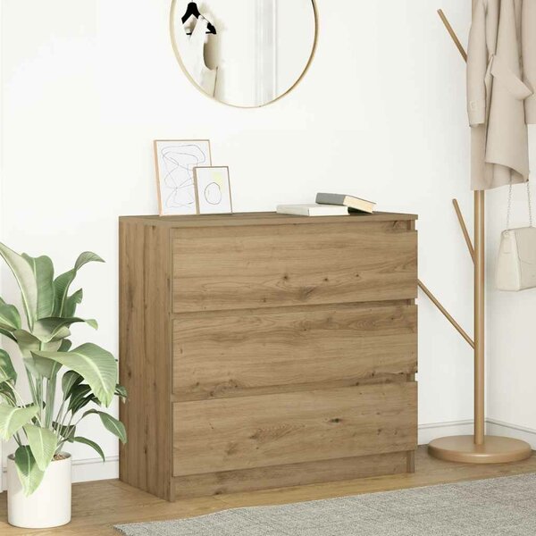 VidaXL kézműves tölgy színű szerelt fa tálalószekrény 80x35x76 cm