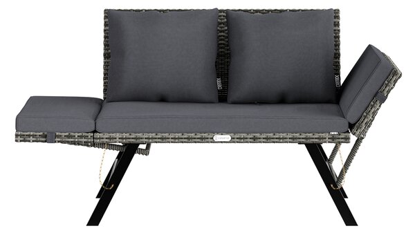 Casaria® Kerti rattan pad 176x56x81 cm - szürke