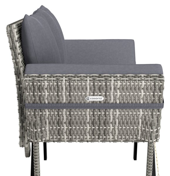 Casaria® Kerti rattan pad 176x56x81 cm - szürke