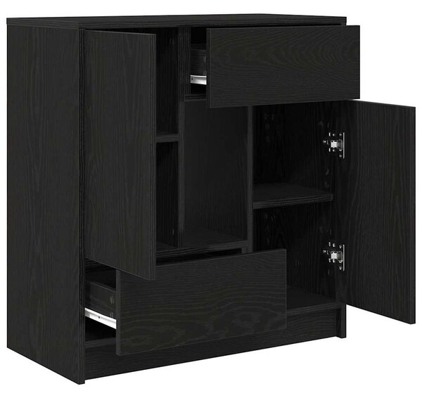 VidaXL fekete tölgy komód fiókokkal és ajtókkal 70,5x34x74,5 cm
