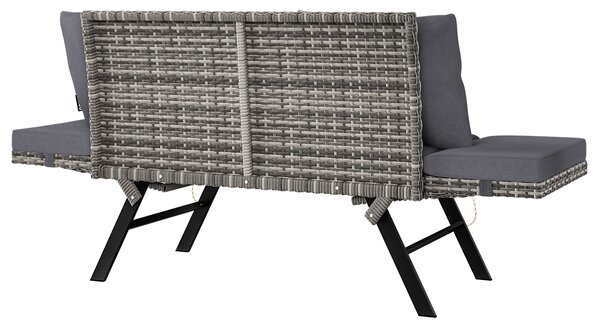 Casaria® Kerti rattan pad 176x56x81 cm - szürke