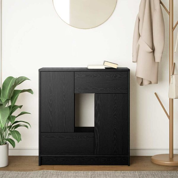VidaXL fekete tölgy komód fiókokkal és ajtókkal 70,5x34x74,5 cm