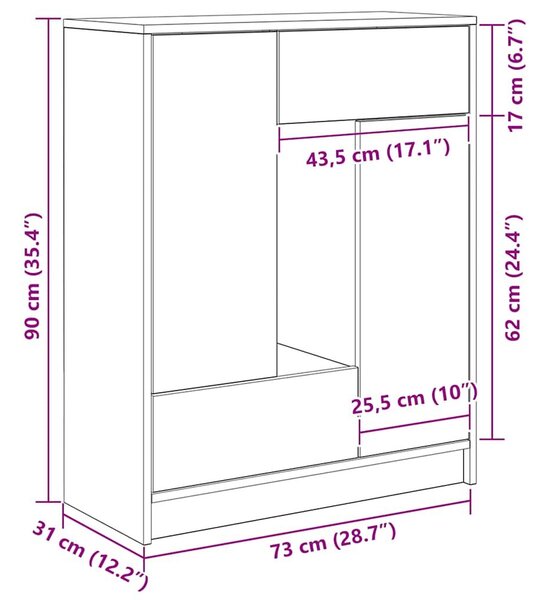 VidaXL antik fa komód fiókokkal és ajtókkal 73x31x90 cm