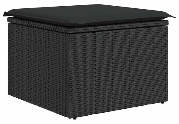 6 részes fekete polyrattan kerti ülőgarnitúra párnákkal