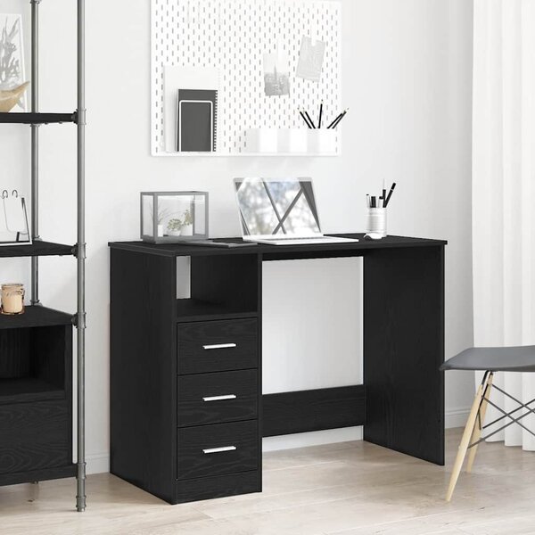 VidaXL fekete tölgy szerelt fa íróasztal fiókokkal 102 x 50 x 76 cm