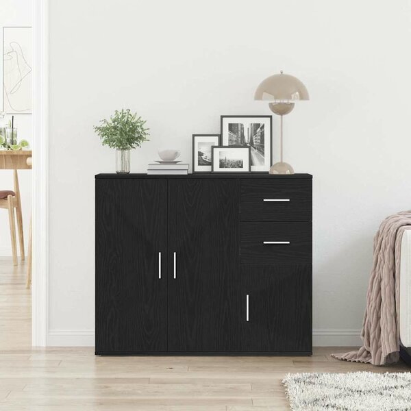 VidaXL fekete tölgy színű szerelt fa tálalószekrény 91x29,5x75 cm