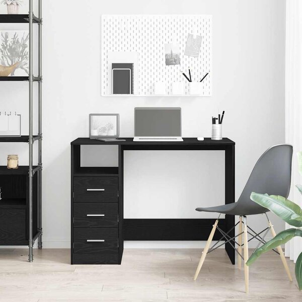 VidaXL fekete tölgy szerelt fa íróasztal fiókokkal 102 x 50 x 76 cm