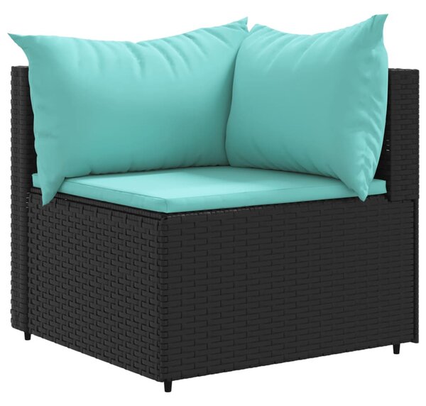 5 részes fekete polyrattan kerti ülőgarnitúra párnákkal