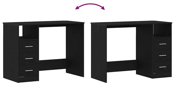 VidaXL fekete tölgy szerelt fa íróasztal fiókokkal 102 x 50 x 76 cm