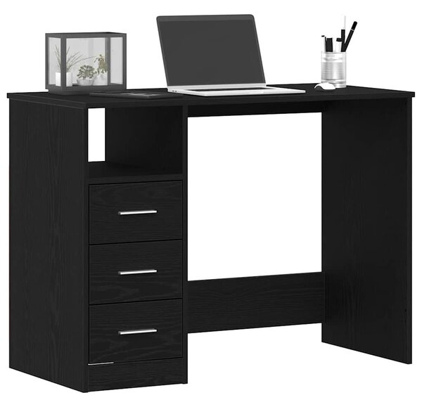 VidaXL fekete tölgy szerelt fa íróasztal fiókokkal 102 x 50 x 76 cm