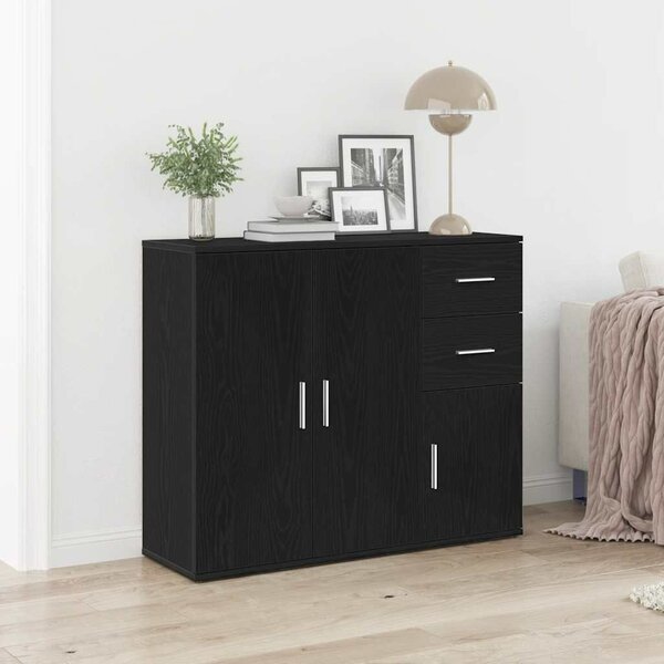 VidaXL fekete tölgy színű szerelt fa tálalószekrény 91x29,5x75 cm