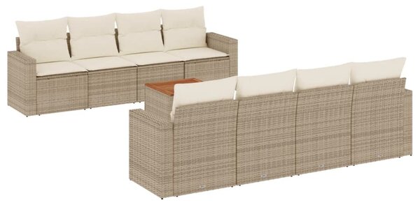 9 részes bézs polyrattan kerti ülőgarnitúra párnákkal