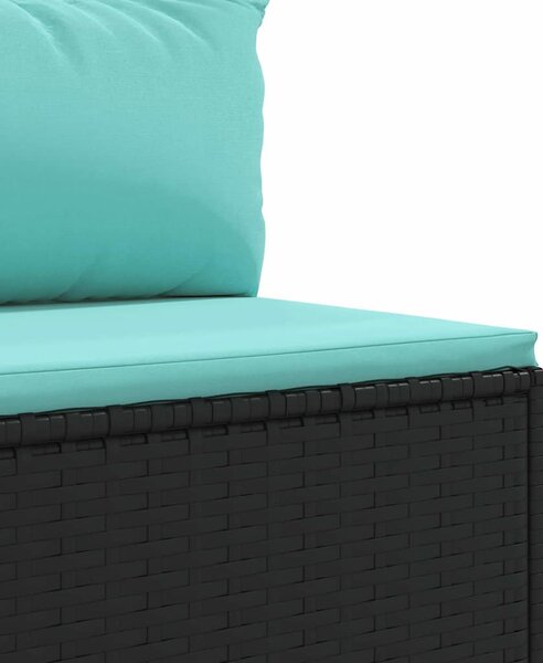 6 részes fekete polyrattan kerti ülőgarnitúra párnákkal